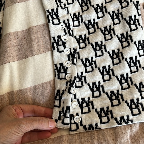We11Done Logo Pattern Wool Cashmere Blend Legging. Size Small Black and White - Picture 11 of 17